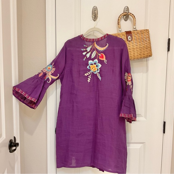 Johnny Was Joele Ruffle Sleeve Dress, Purple Size L, NWT - Picture 4 of 8